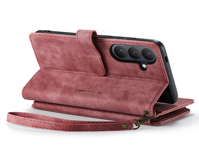 CaseMe Synthetic Leather Wallet Case with Zipper Pocket for Samsung Galaxy S26 - Blush