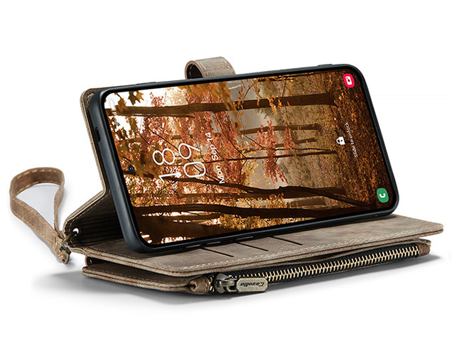 CaseMe Synthetic Leather Wallet Case with Zipper Pocket for Samsung Galaxy S26+ - Desert Taupe