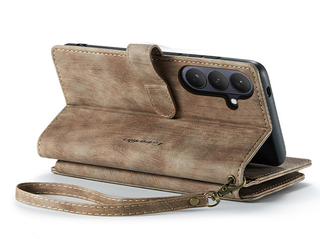 CaseMe Synthetic Leather Wallet Case with Zipper Pocket for Samsung Galaxy S26+ - Desert Taupe