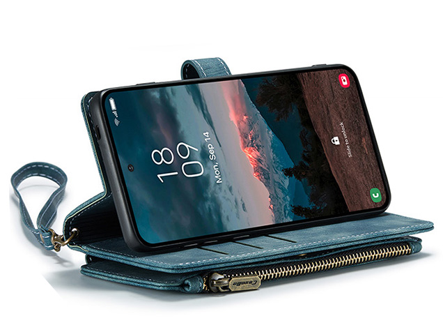 CaseMe Synthetic Leather Wallet Case with Zipper Pocket for Samsung Galaxy S26+ - Teal