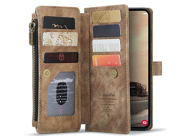 CaseMe Synthetic Leather Wallet Case with Zipper Pocket for Samsung Galaxy S26 Ultra - Desert Taupe
