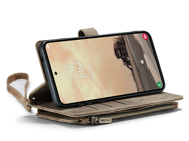 CaseMe Synthetic Leather Wallet Case with Zipper Pocket for Samsung Galaxy S26 Ultra - Desert Taupe