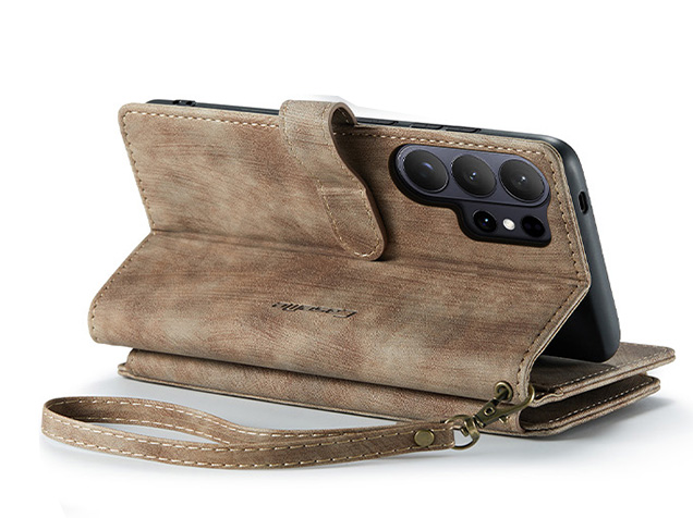 CaseMe Synthetic Leather Wallet Case with Zipper Pocket for Samsung Galaxy S26 Ultra - Desert Taupe
