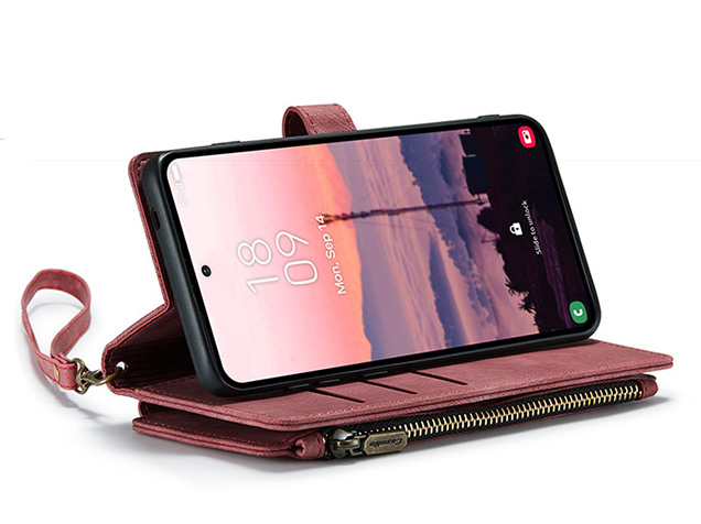 CaseMe Synthetic Leather Wallet Case with Zipper Pocket for Samsung Galaxy S26 Ultra - Blush