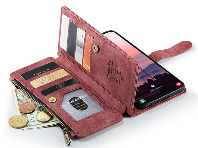 CaseMe Synthetic Leather Wallet Case with Zipper Pocket for Samsung Galaxy S26 Ultra - Blush