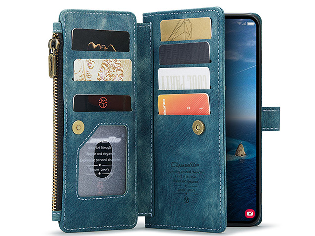 CaseMe Synthetic Leather Wallet Case with Zipper Pocket for Samsung Galaxy S26 Ultra - Teal