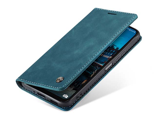CaseMe Slim Synthetic Leather Wallet Case with Stand for Samsung Galaxy A37 - Teal Leather Wallet Case