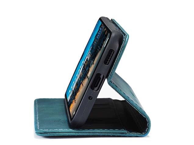 CaseMe Slim Synthetic Leather Wallet Case with Stand for Samsung Galaxy A37 - Teal
