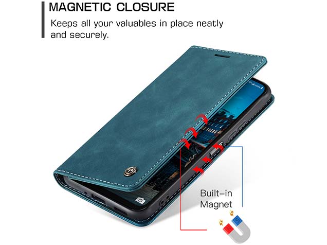 CaseMe Slim Synthetic Leather Wallet Case with Stand for Samsung Galaxy A37 - Teal