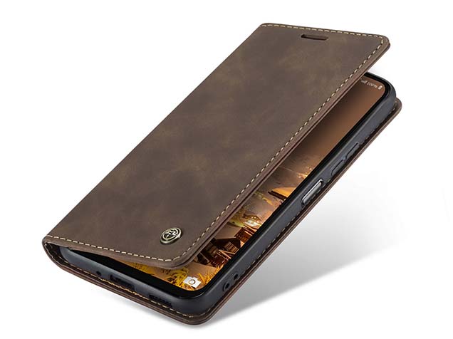CaseMe Slim Synthetic Leather Wallet Case with Stand for Samsung Galaxy A37 - Chocolate Leather Wallet Case