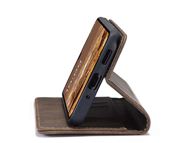 CaseMe Slim Synthetic Leather Wallet Case with Stand for Samsung Galaxy A37 - Chocolate