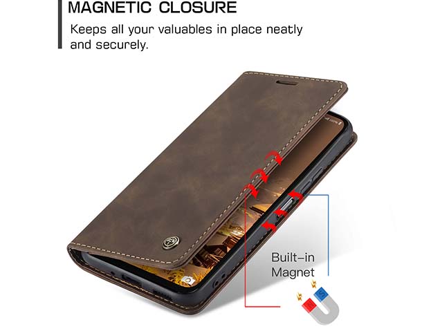 CaseMe Slim Synthetic Leather Wallet Case with Stand for Samsung Galaxy A37 - Chocolate