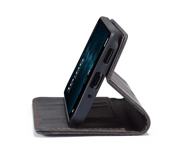 CaseMe Slim Synthetic Leather Wallet Case with Stand for Samsung Galaxy A57 - Charcoal