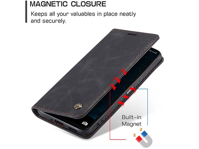 CaseMe Slim Synthetic Leather Wallet Case with Stand for Samsung Galaxy A57 - Charcoal