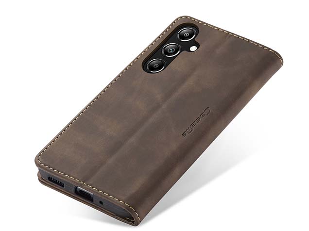 CaseMe Slim Synthetic Leather Wallet Case with Stand for Samsung Galaxy A57 - Chocolate