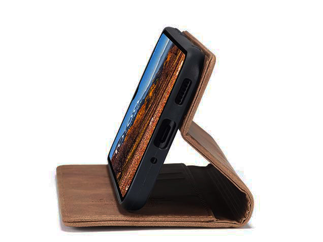 CaseMe Slim Synthetic Leather Wallet Case with Stand for Samsung Galaxy A57 - Tan