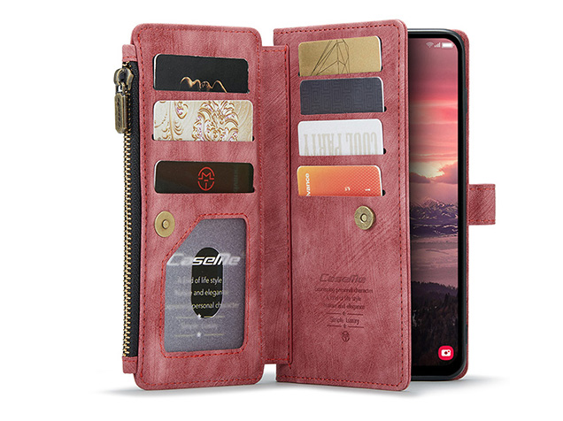 CaseMe Synthetic Leather Wallet Case with Zipper Pocket for Samsung Galaxy A37 - Blush