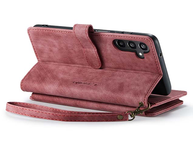 CaseMe Synthetic Leather Wallet Case with Zipper Pocket for Samsung Galaxy A57 - Blush Leather Wallet Case