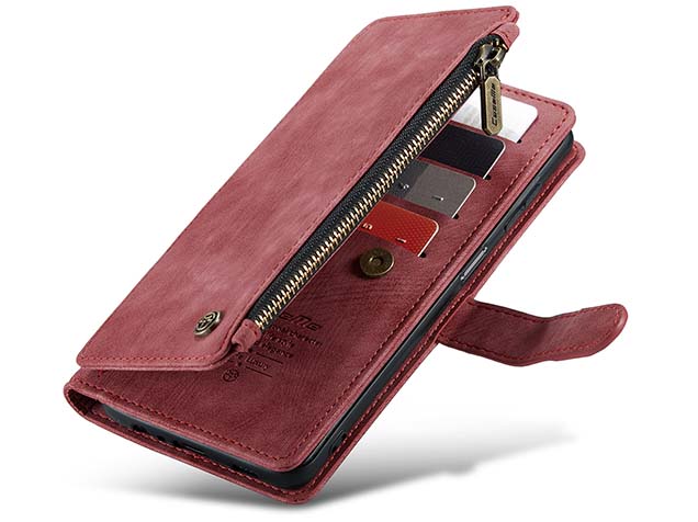 CaseMe Synthetic Leather Wallet Case with Zipper Pocket for Samsung Galaxy A57 - Blush