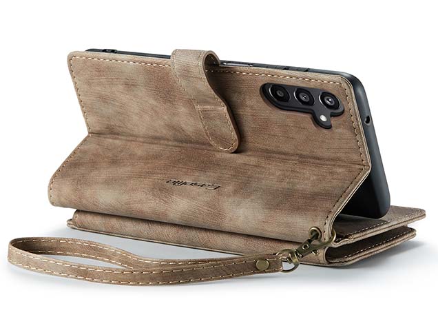 CaseMe Synthetic Leather Wallet Case with Zipper Pocket for Samsung Galaxy A57 - Desert Taupe Leather Wallet Case