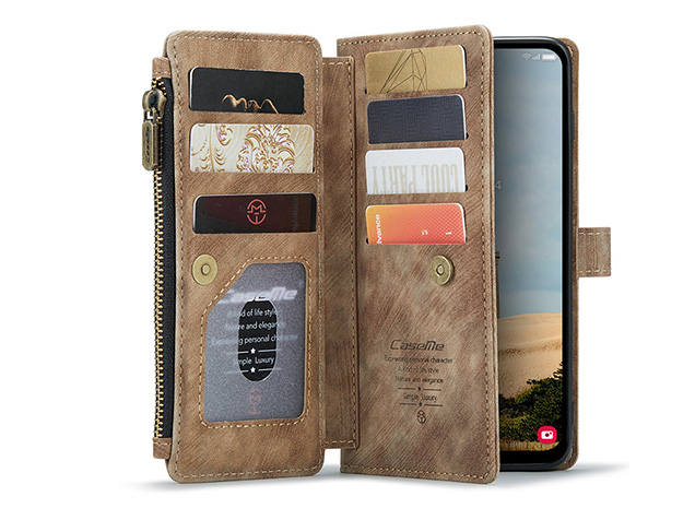CaseMe Synthetic Leather Wallet Case with Zipper Pocket for Samsung Galaxy A57 - Desert Taupe