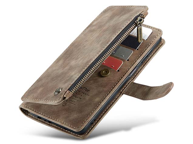 CaseMe Synthetic Leather Wallet Case with Zipper Pocket for Samsung Galaxy A57 - Desert Taupe