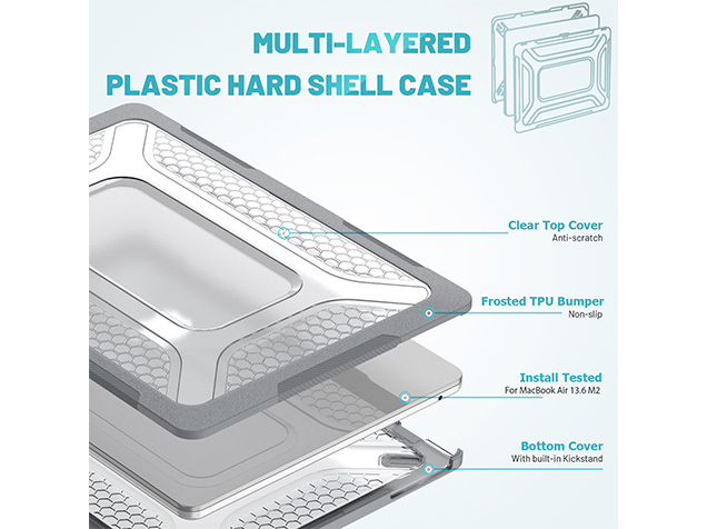 Heavy Duty Honeycomb Protective Cover for MacBook Air 13 inch - Grey