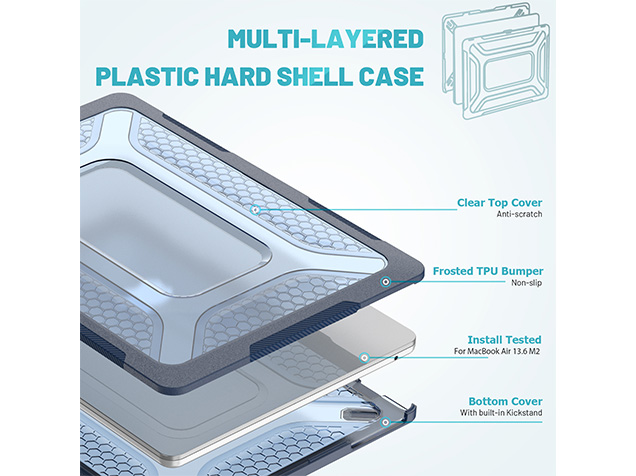 Heavy Duty Honeycomb Protective Cover for MacBook Air 13 inch - Dark Blue