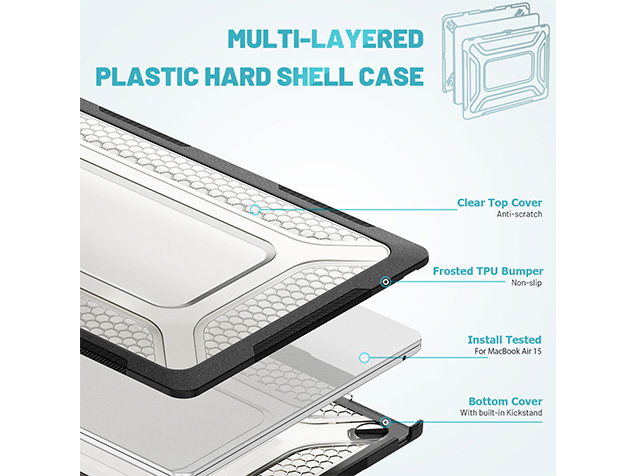 Heavy Duty Honeycomb Protective Cover for MacBook Air 15 inch - Black