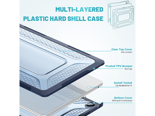 Heavy Duty Honeycomb Protective Cover for MacBook Air 15 inch - Dark Blue