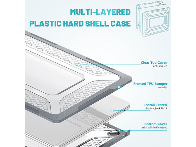 Heavy Duty Honeycomb Protective Cover for MacBook Air 15 inch - Grey