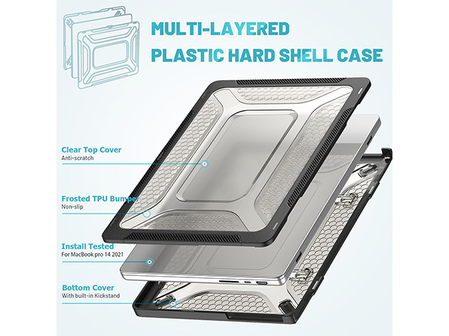Heavy Duty Honeycomb Protective Cover for MacBook Pro 14 inch - Black