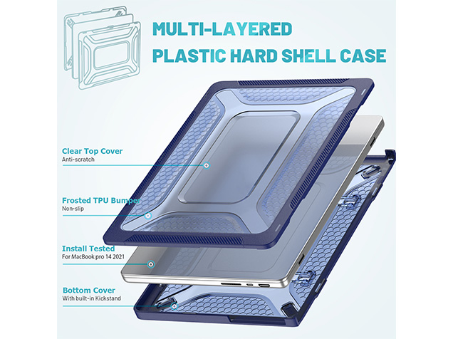 Heavy Duty Honeycomb Protective Cover for MacBook Pro 14 inch - Dark Blue