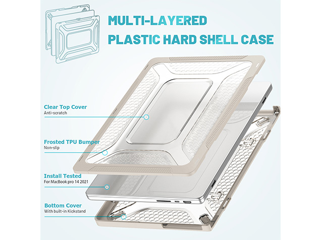 Heavy Duty Honeycomb Protective Cover for MacBook Pro 14 inch - Stone