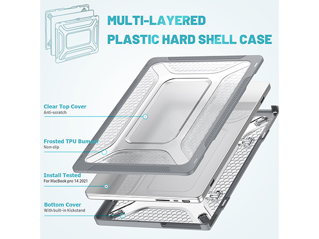 Heavy Duty Honeycomb Protective Cover for MacBook Pro 14 inch - Grey