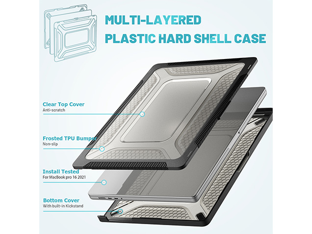 Heavy Duty Honeycomb Protective Cover for MacBook Pro 16 inch - Black