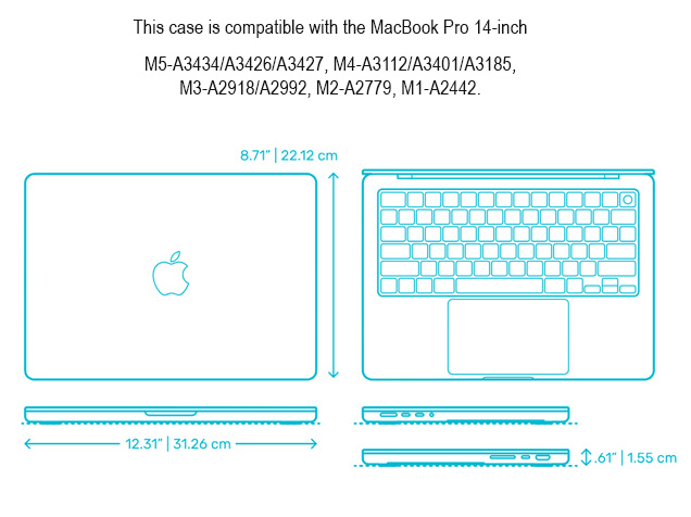 Heavy Duty Honeycomb Protective Cover for MacBook Pro 14 inch - Grey