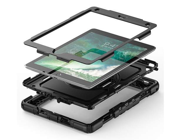 Rugged Impact Case with Strap for Apple iPad 6th/5th Gen - Classic Black