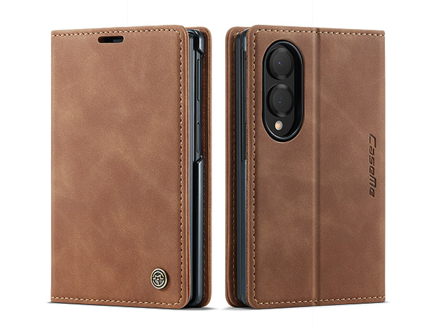 CaseMe Synthetic Leather Wallet Case with Stand for Galaxy Z Fold8 - Tan Leather Wallet Case