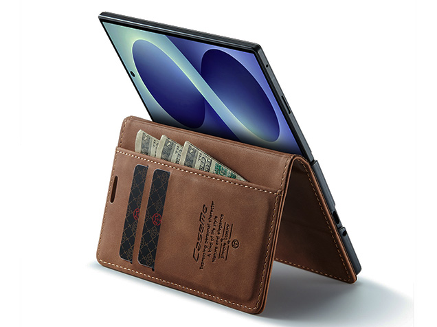 CaseMe Synthetic Leather Wallet Case with Stand for Galaxy Z Fold8 - Tan