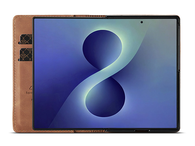 CaseMe Synthetic Leather Wallet Case with Stand for Galaxy Z Fold8 - Tan