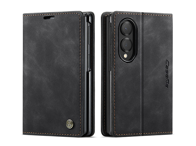 CaseMe Synthetic Leather Wallet Case with Stand for Galaxy Z Fold8 - Charcoal Leather Wallet Case