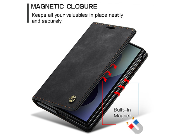 CaseMe Synthetic Leather Wallet Case with Stand for Galaxy Z Fold8 - Charcoal