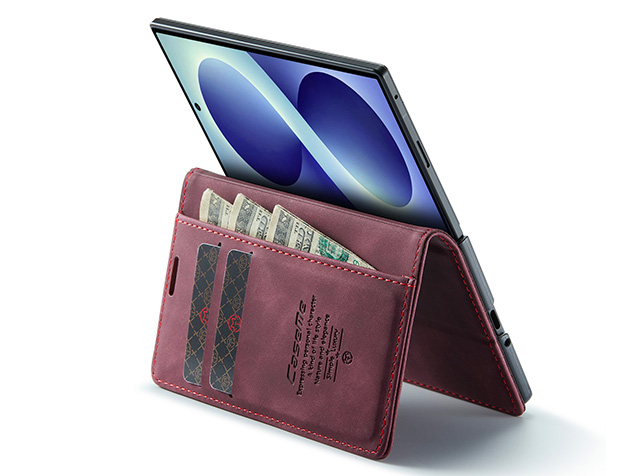 CaseMe Synthetic Leather Wallet Case with Stand for Galaxy Z Fold8 - Burgundy