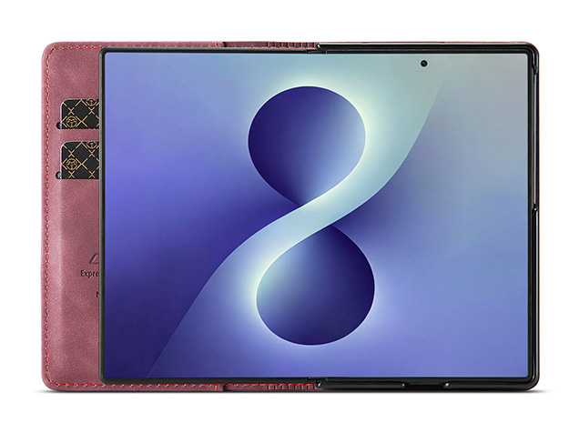 CaseMe Synthetic Leather Wallet Case with Stand for Galaxy Z Fold8 - Burgundy