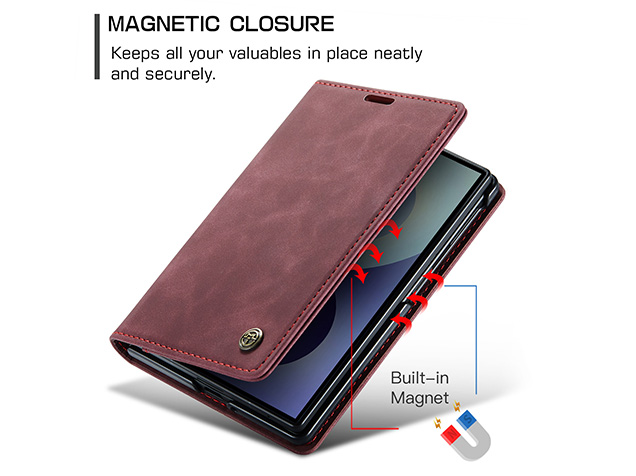 CaseMe Synthetic Leather Wallet Case with Stand for Galaxy Z Fold8 - Burgundy
