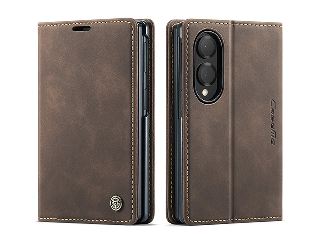 CaseMe Synthetic Leather Wallet Case with Stand for Galaxy Z Fold8 - Chocolate Leather Wallet Case