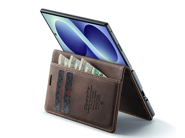 CaseMe Synthetic Leather Wallet Case with Stand for Galaxy Z Fold8 - Chocolate