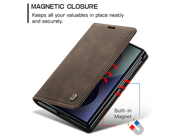 CaseMe Synthetic Leather Wallet Case with Stand for Galaxy Z Fold8 - Chocolate