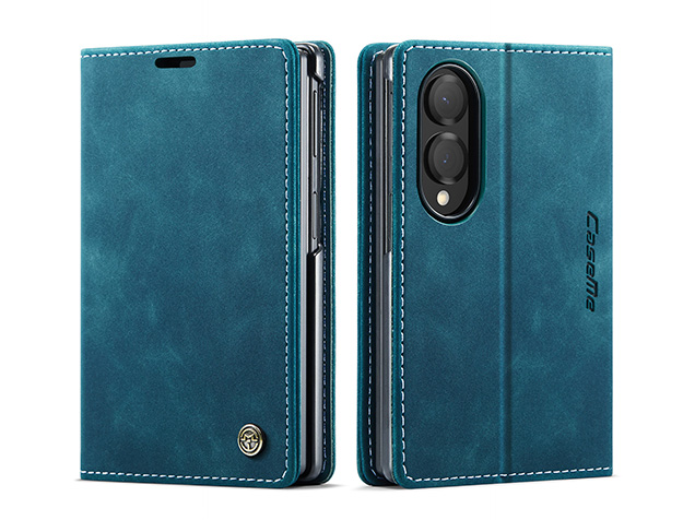 CaseMe Synthetic Leather Wallet Case with Stand for Galaxy Z Fold8 - Teal Leather Wallet Case